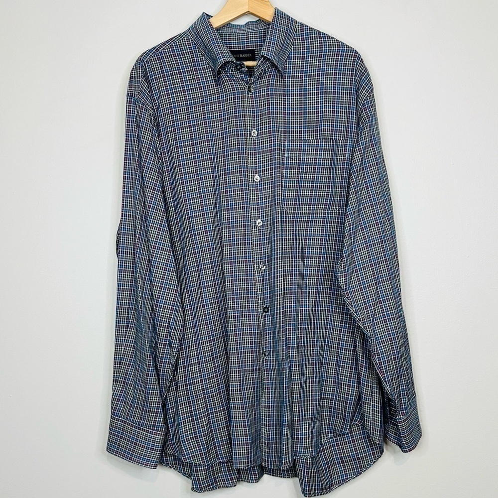 Scott Barber Multi-Colored Plaid Classic Oxford Dress Shirt XL